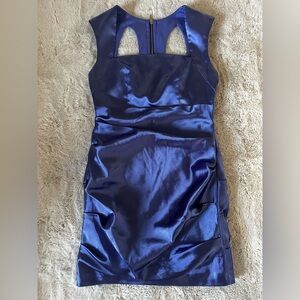 Adrianna Papell Royal Blue Satin Mini Dress